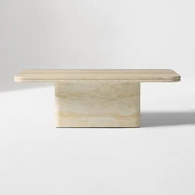 Royce Faux Travertine Pedestal Coffee Table